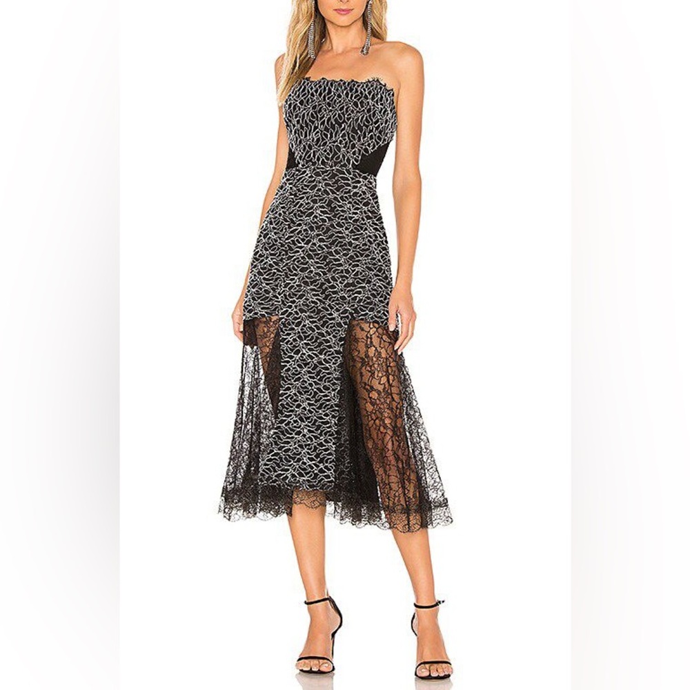 Alexis Ornella Midi Dress in corded leaf lace Size Small